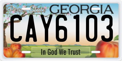GA license plate CAY6103