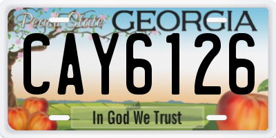GA license plate CAY6126