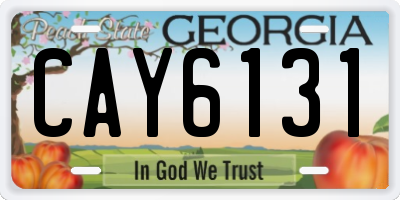 GA license plate CAY6131