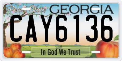 GA license plate CAY6136