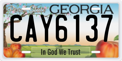 GA license plate CAY6137