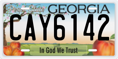 GA license plate CAY6142