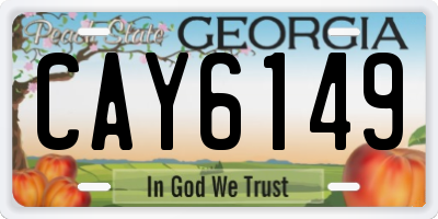 GA license plate CAY6149