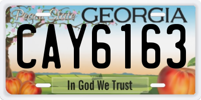 GA license plate CAY6163