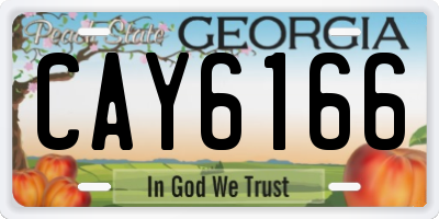 GA license plate CAY6166