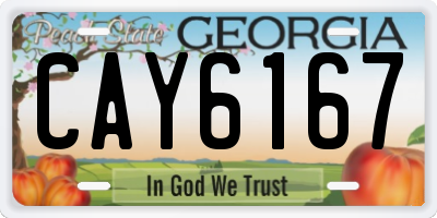 GA license plate CAY6167