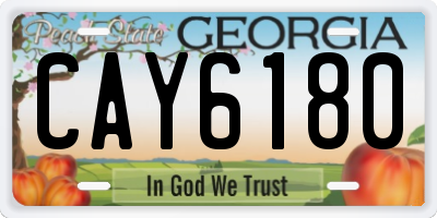 GA license plate CAY6180