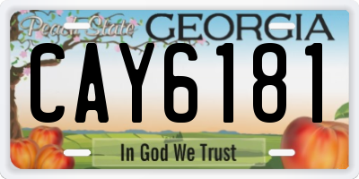 GA license plate CAY6181