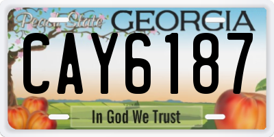 GA license plate CAY6187