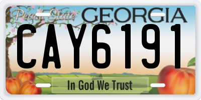 GA license plate CAY6191
