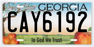 GA license plate CAY6192