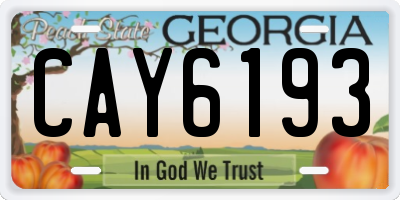 GA license plate CAY6193