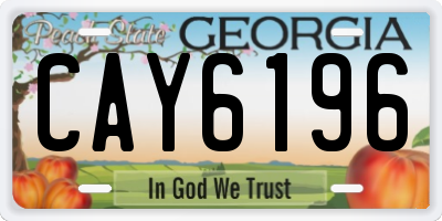 GA license plate CAY6196