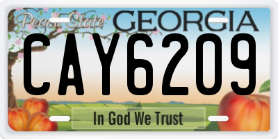GA license plate CAY6209