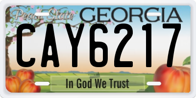 GA license plate CAY6217