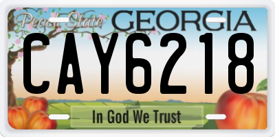 GA license plate CAY6218