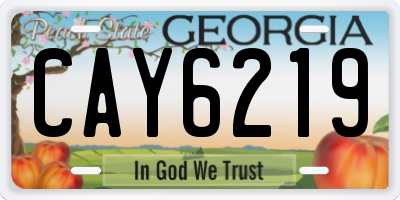 GA license plate CAY6219