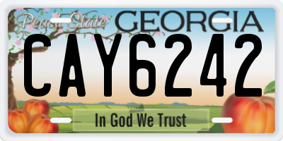 GA license plate CAY6242