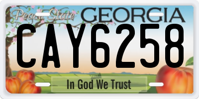 GA license plate CAY6258