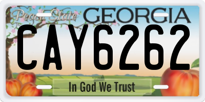 GA license plate CAY6262