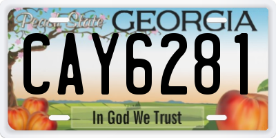 GA license plate CAY6281