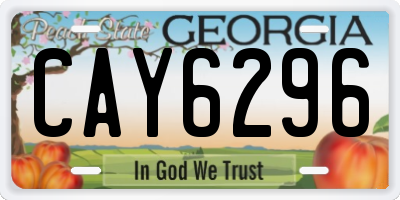 GA license plate CAY6296