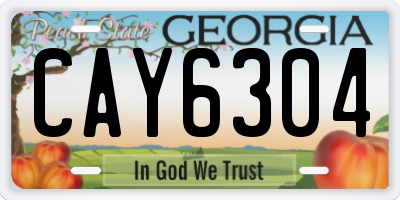GA license plate CAY6304