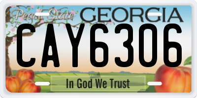 GA license plate CAY6306