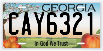 GA license plate CAY6321