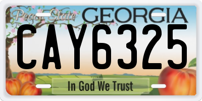 GA license plate CAY6325