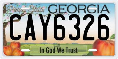 GA license plate CAY6326