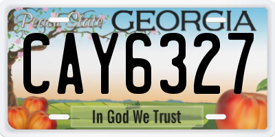 GA license plate CAY6327