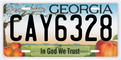 GA license plate CAY6328