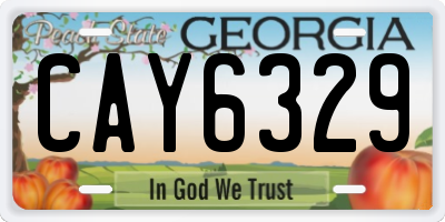 GA license plate CAY6329