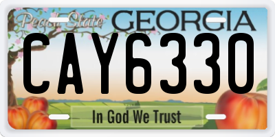 GA license plate CAY6330