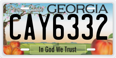 GA license plate CAY6332