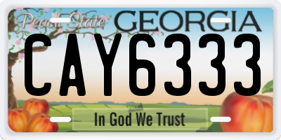 GA license plate CAY6333