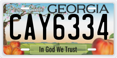 GA license plate CAY6334