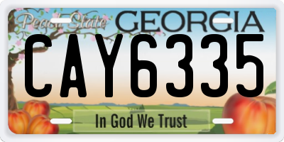 GA license plate CAY6335