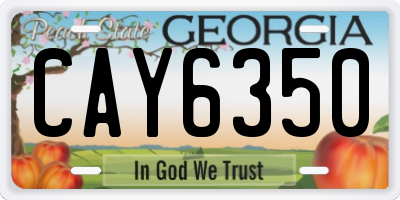 GA license plate CAY6350