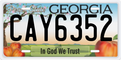 GA license plate CAY6352