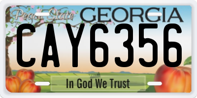 GA license plate CAY6356