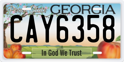 GA license plate CAY6358