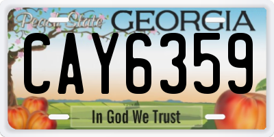 GA license plate CAY6359