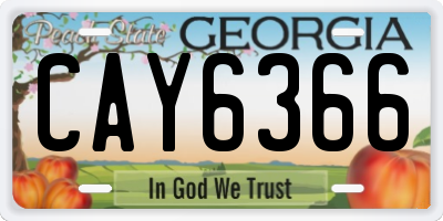 GA license plate CAY6366