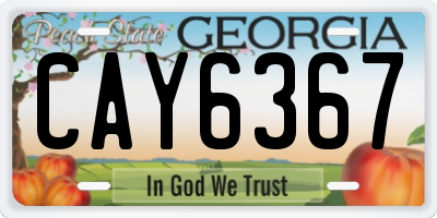 GA license plate CAY6367