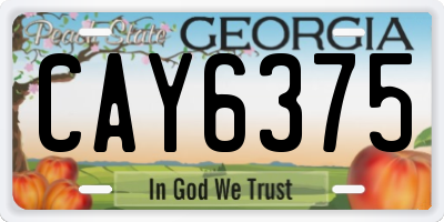 GA license plate CAY6375