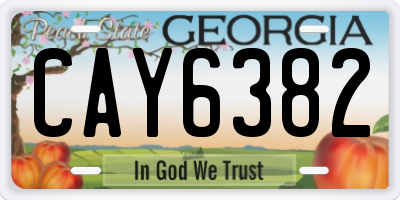 GA license plate CAY6382
