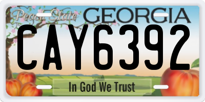 GA license plate CAY6392