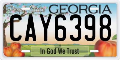 GA license plate CAY6398